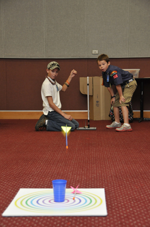 students using straw rocket launcher