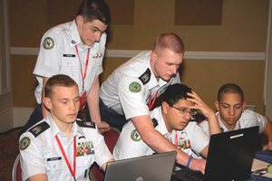 cadets engaged in cyberpatriot event